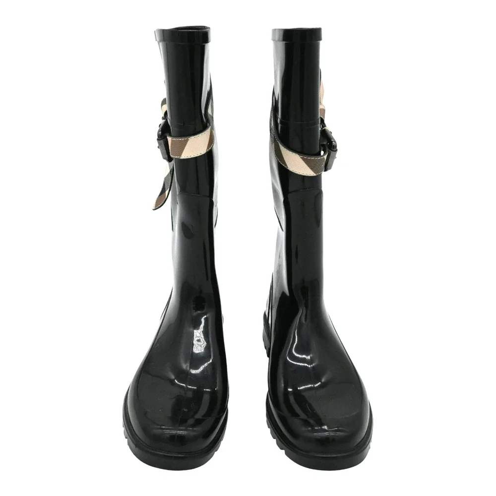 Burberry Black Rubber Rain Boots Size 38